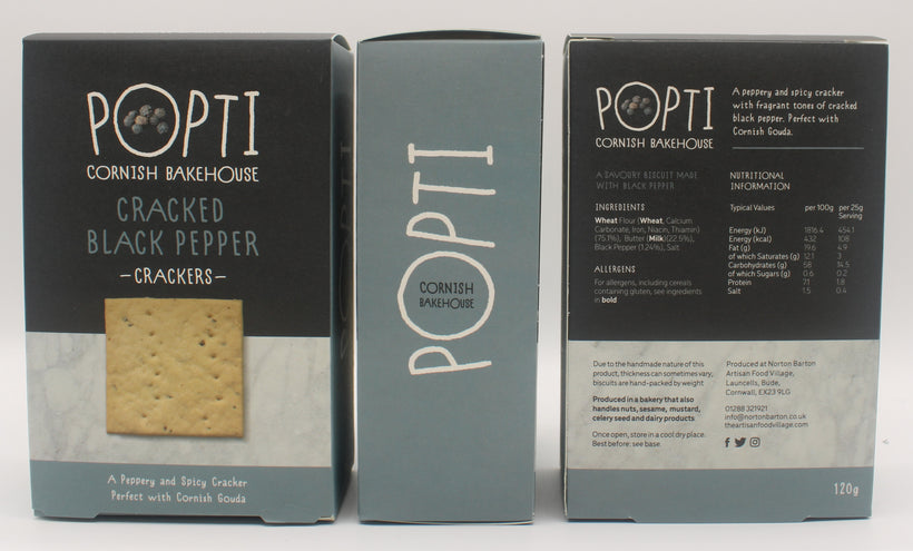 Cracked black pepper crackers for cheese