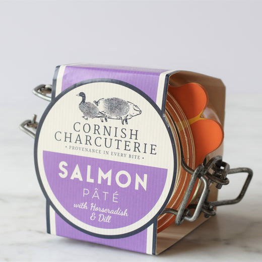 A Scandi twist on our decadent salmon pâtés. The richness is cut with a little heat from the horseradish and herby dill.